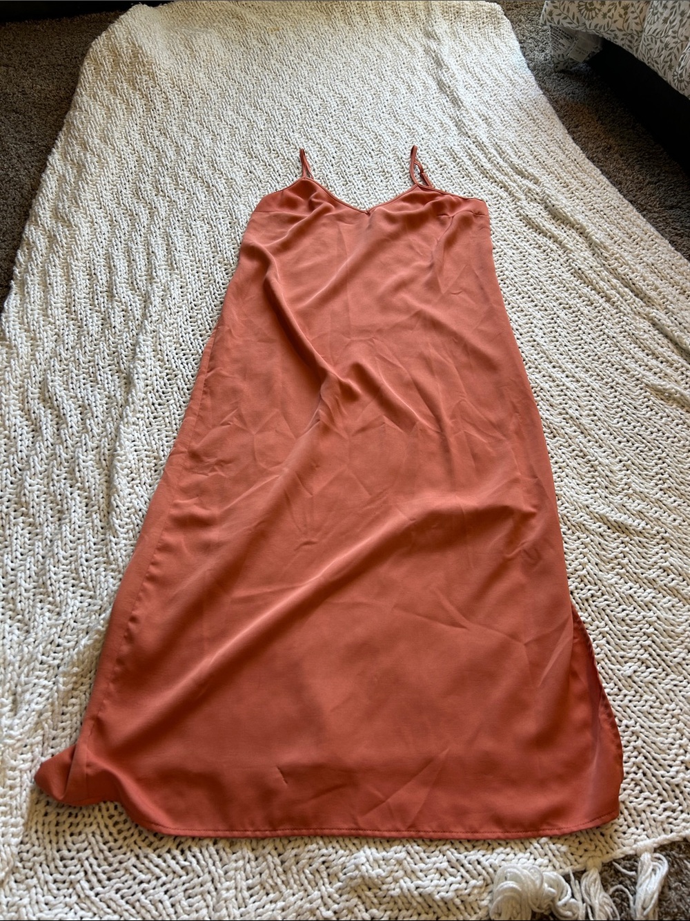 a new day Rust Slip Midi Dress with Thin Straps